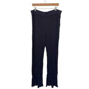 Ted Baker Navy Ribbed Wide-Leg Pants